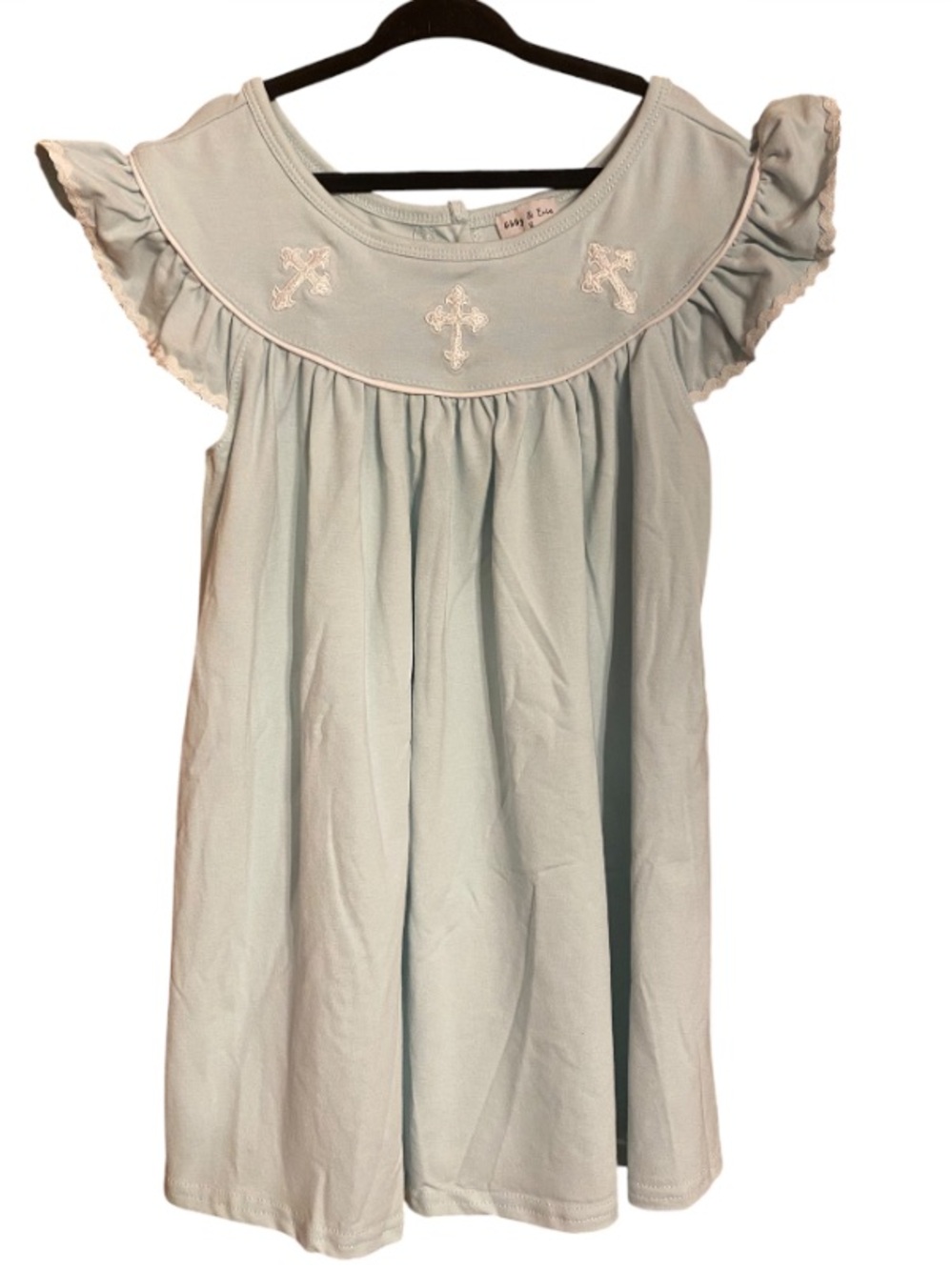Abby & Evie Ruffle Sleeve Cross Embroidery & Striped Ruffle Shorts Set NWT Sz 6
